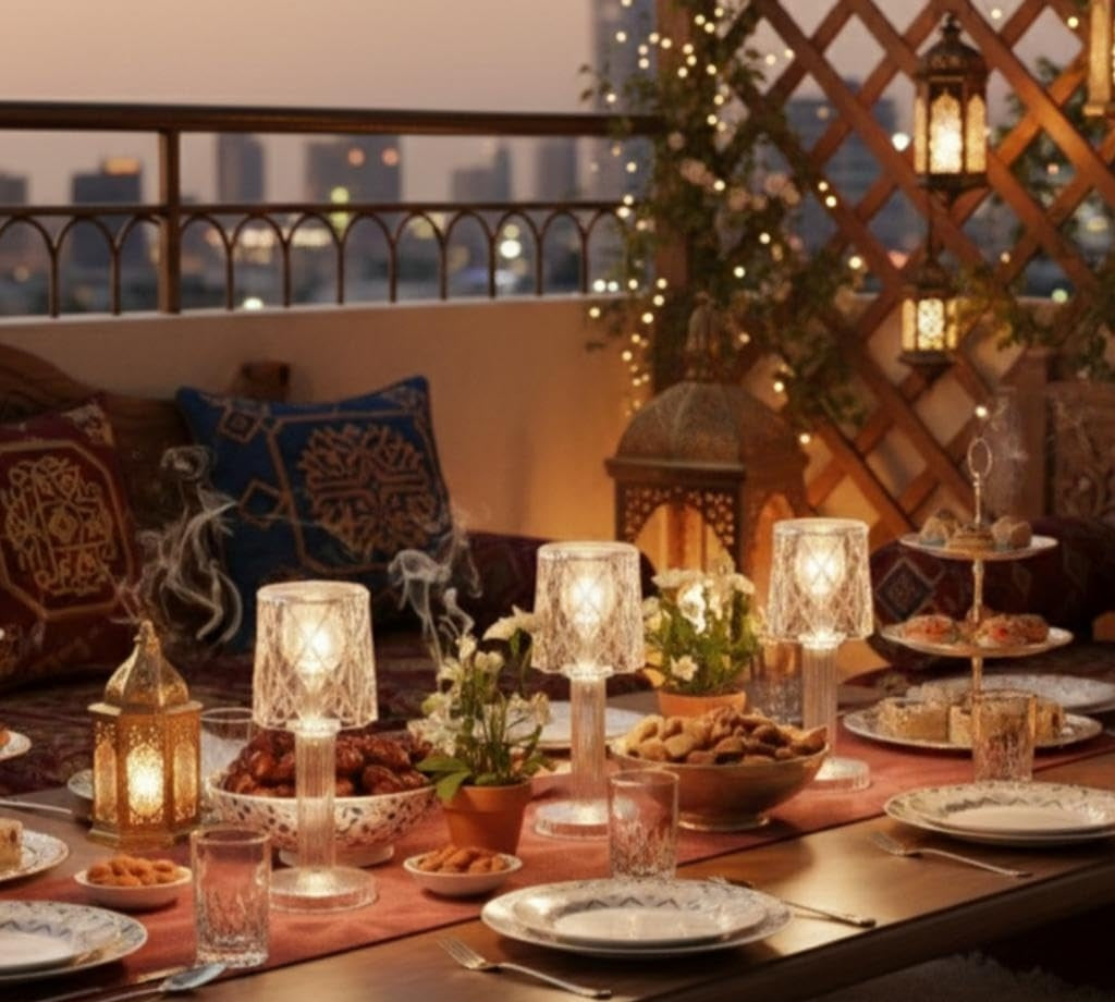 مصباح كريستال LED فاخر - للحفلات والمنزل وغرفة الدراسة والمقاهي - 12 قطعة - يعمل بالبطارية