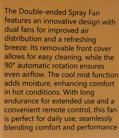 Denx Portable Double-Ended Spray Fan With Remote Control – Power by USB Type C Mist Cooling