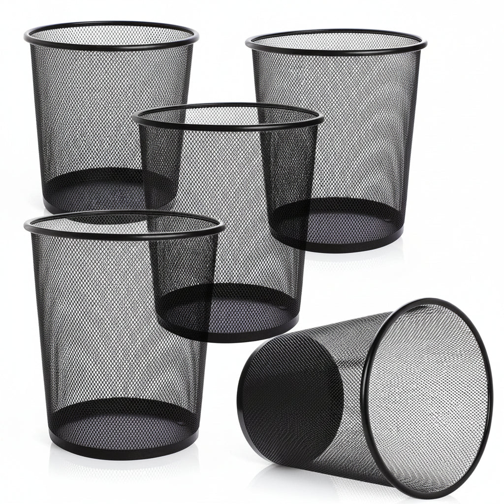 4 Pack Trash Can Mesh Round Open Top Wastebasket - 2.5 Gallon Recycling Bins Garbage Waste Baskets for Office Home
