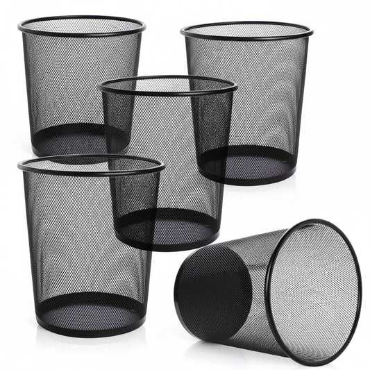 4 Pack Trash Can Mesh Round Open Top Wastebasket - 2.5 Gallon Recycling Bins Garbage Waste Baskets for Office Home