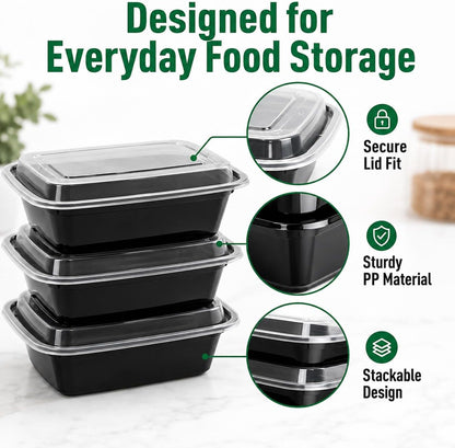 30 Pack Meal Prep Containers, Reusable Food Containers with Lids, 35 oz(1000 ml)