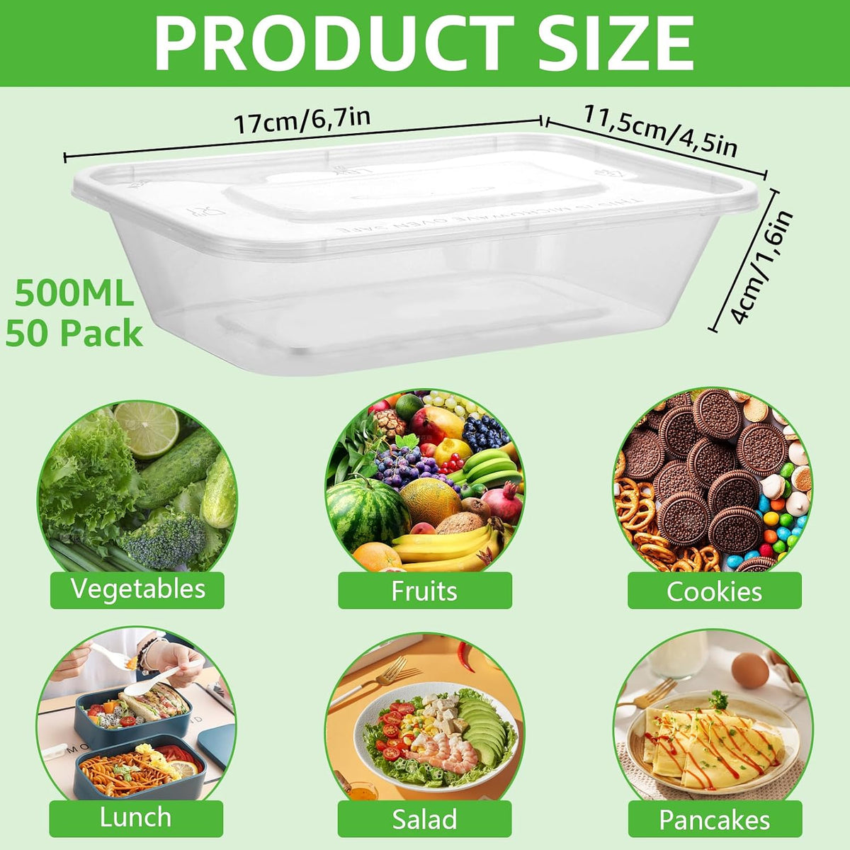 Pack of 50 Food Storage Containers with Lids 650 ml Storage Containers