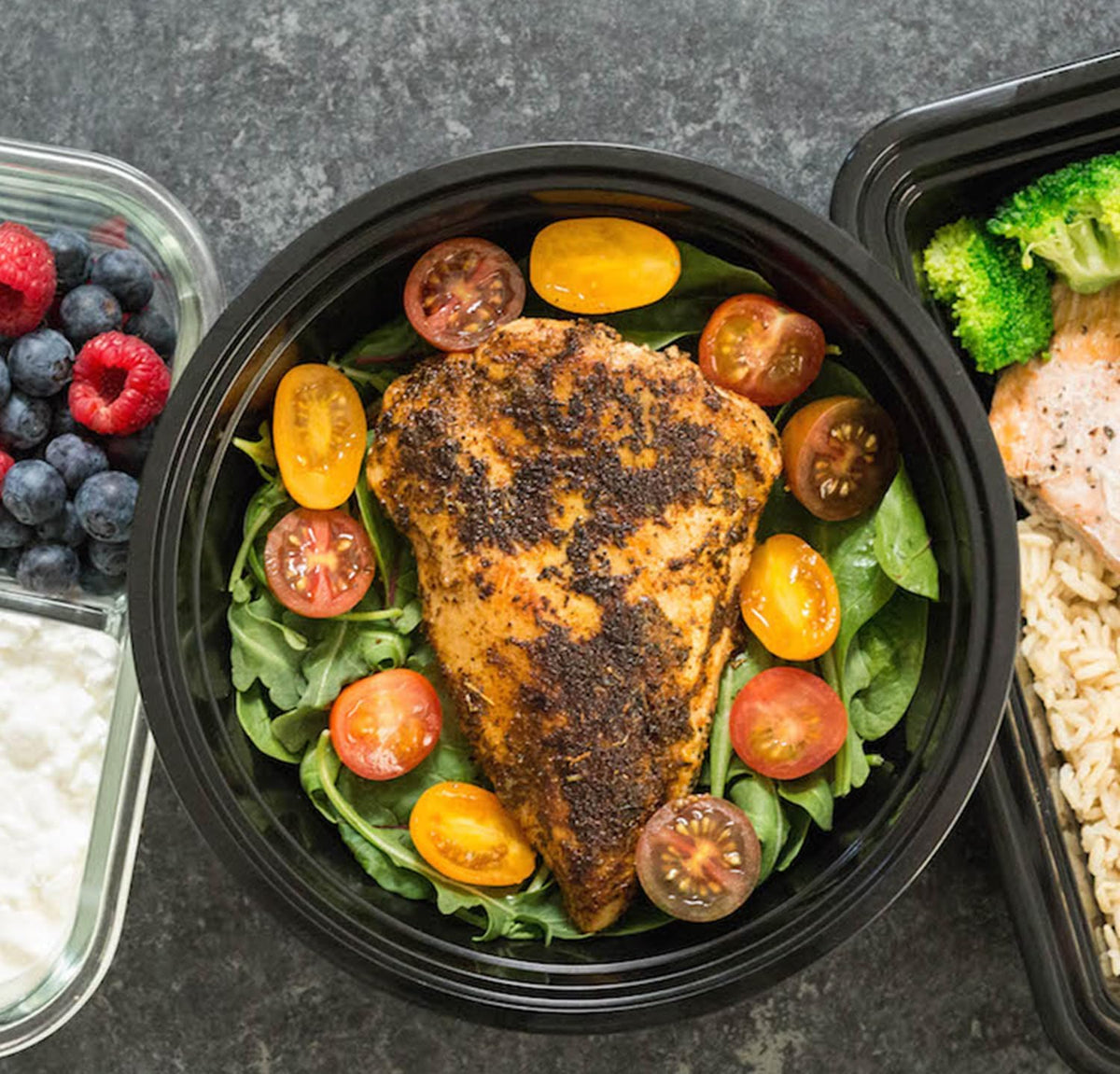 Pack of 25 Round Meal Prep Boxes with Lid, 1000 ml,
