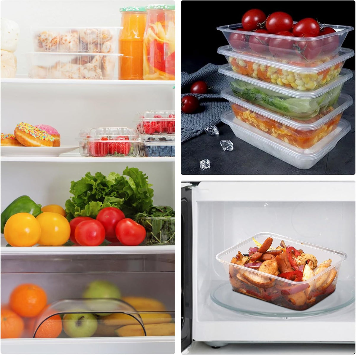 Pack of 50 Food Storage Containers with Lids 650 ml Storage Containers