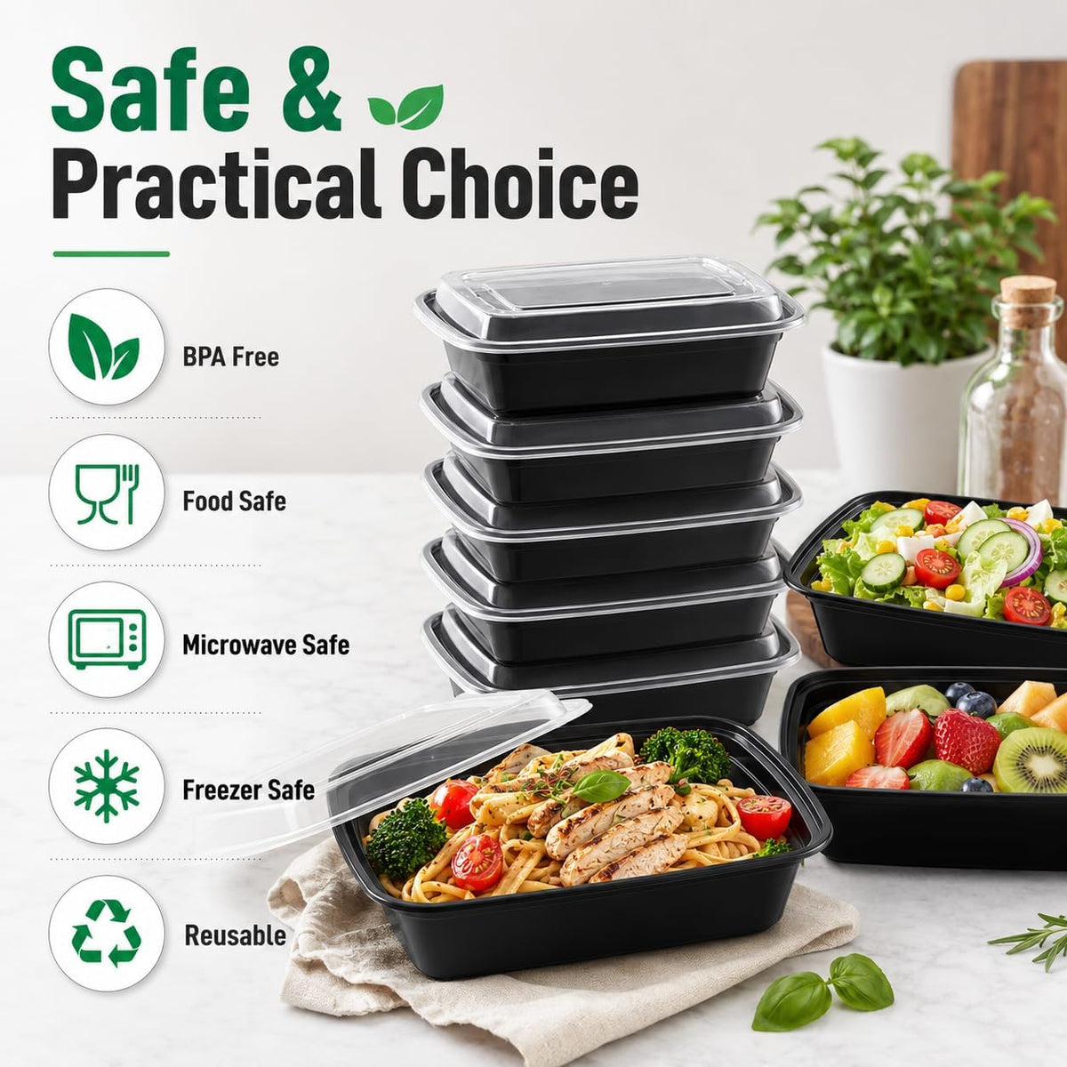 30 Pack Meal Prep Containers, Reusable Food Containers with Lids, 35 oz(1000 ml)
