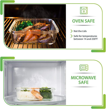 [5-pack, 30oz] Glass Container Food Storage Containers with Lids - Leak Proof Meal Prep Container Glass Lunch Containers - Freezer Containers Microwave Oven Dishwasher Safe