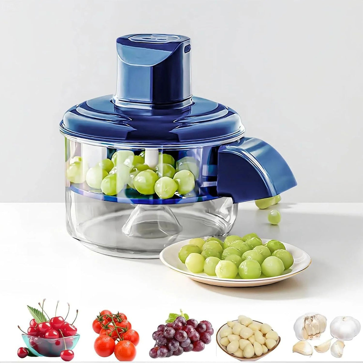 Food peeler, Blue, 2 Press Operation, for Vegetables, Fruits, Recharrgeble