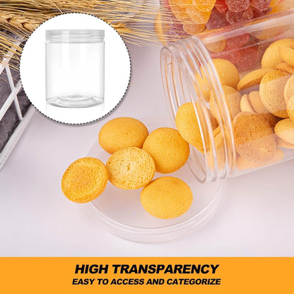 8 Pack Clear 12 oz Plastic Jars with Lids, Slime Containers for Kids DIY Crafts,and other storage container
