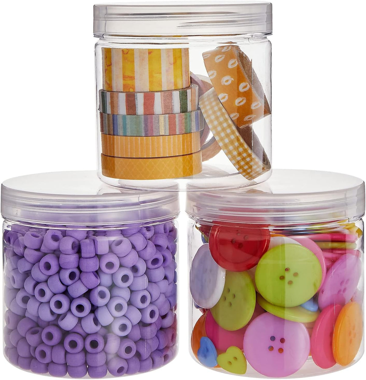 8 Pack Clear 12 oz Plastic Jars with Lids, Slime Containers for Kids DIY Crafts,and other storage container