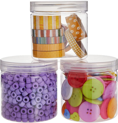 8 Pack Clear 12 oz Plastic Jars with Lids, Slime Containers for Kids DIY Crafts,and other storage container