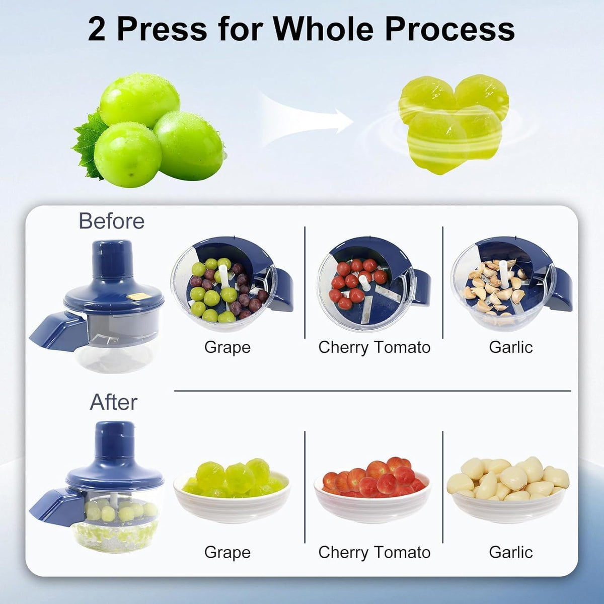 Food peeler, Blue, 2 Press Operation, for Vegetables, Fruits, Recharrgeble