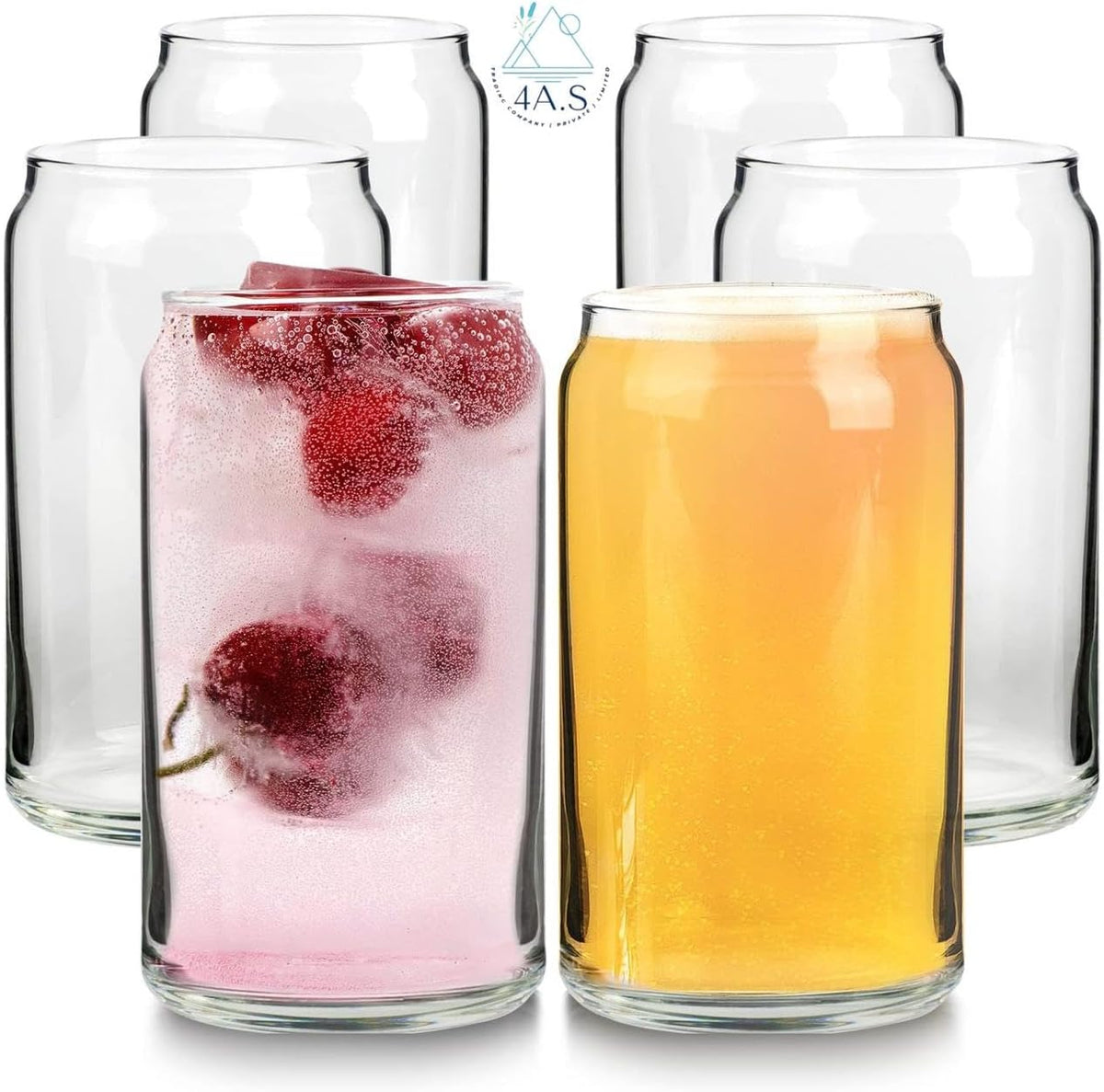 Premium Glass Tumblers, Clear, Drinking Glasses, 473ml, Set of 6, Modern Minimalist Design, Dishwasher Safe, for Water, Cocktails, Iced Tea