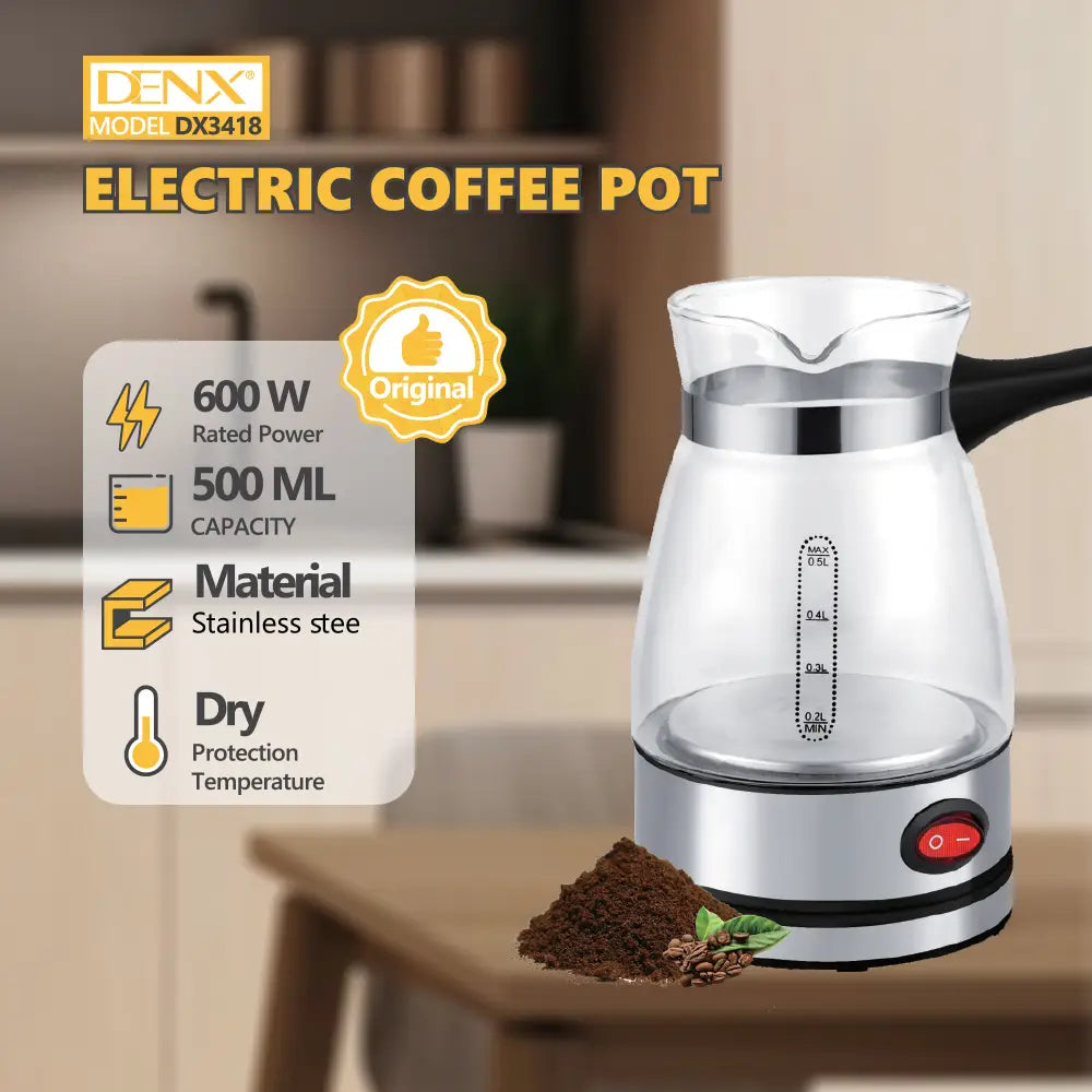 Premium Glass & Steel Coffee Pot
