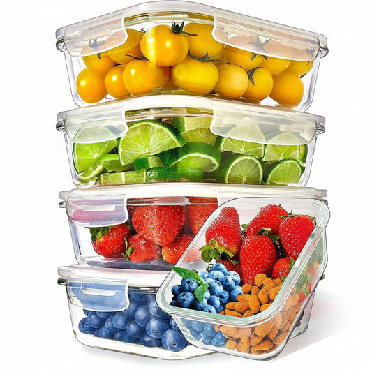 Premium Borosilicate Glass Food Storage Containers, set of 5
