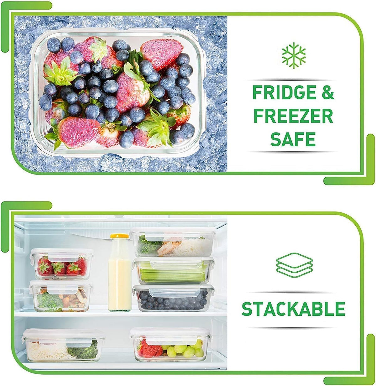 Premium Borosilicate Glass Food Storage Containers, set of 5