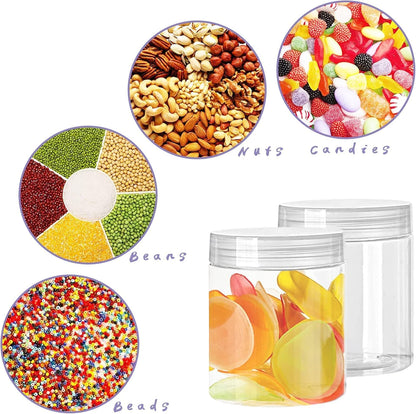8 Pack Clear 12 oz Plastic Jars with Lids, Slime Containers for Kids DIY Crafts,and other storage container