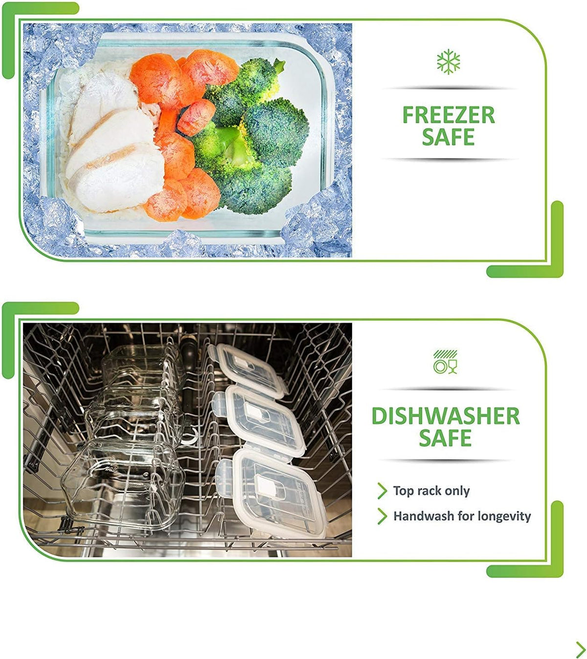 [5-pack, 30oz] Glass Container Food Storage Containers with Lids - Leak Proof Meal Prep Container Glass Lunch Containers - Freezer Containers Microwave Oven Dishwasher Safe