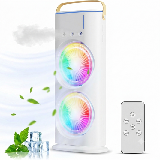 Denx Portable Double-Ended Spray Fan With Remote Control – Power by USB Type C Mist Cooling