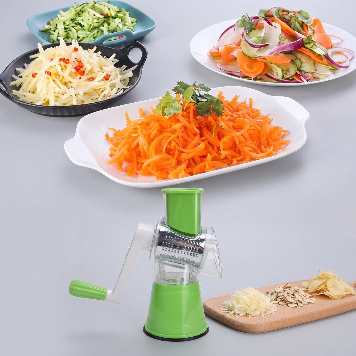 3-in-1 Hand-Crank Vegetable Cutter & Slicer