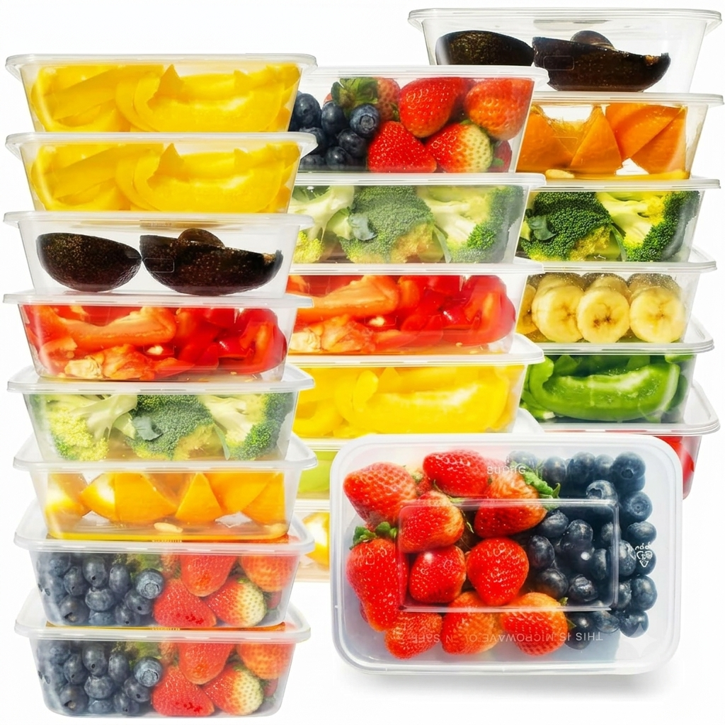 Pack of 50 Food Storage Containers with Lids 650 ml Storage Containers
