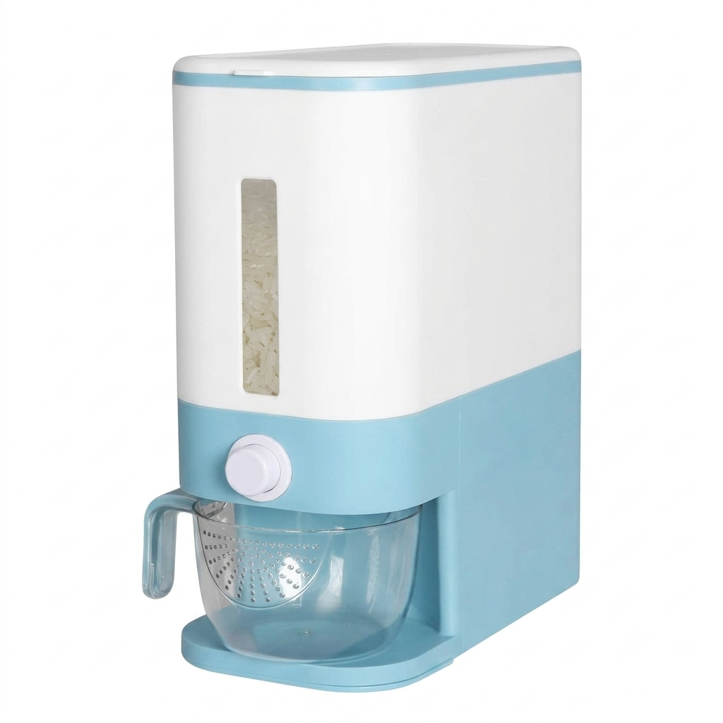 Automatic Rice Dispenser with Measuring Cup Airtight Grain Storage Container, 8KG Capacity