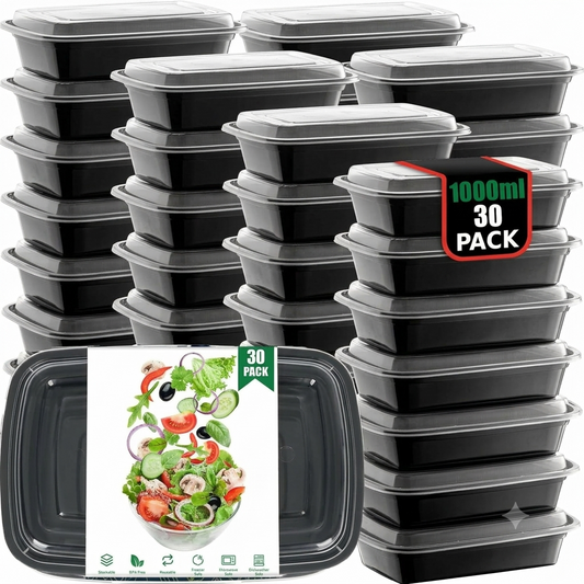30 Pack Meal Prep Containers, Reusable Food Containers with Lids, 35 oz(1000 ml)