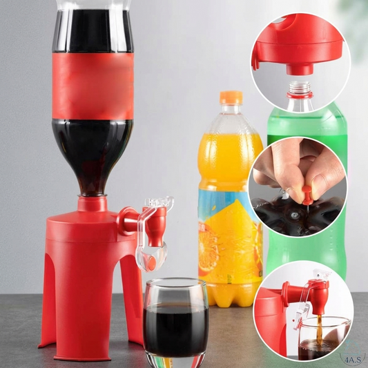 Upside Down Beverage Dispenser, Red, Soda Bottle Drink Tap, Party Drink Dispenser with Spout