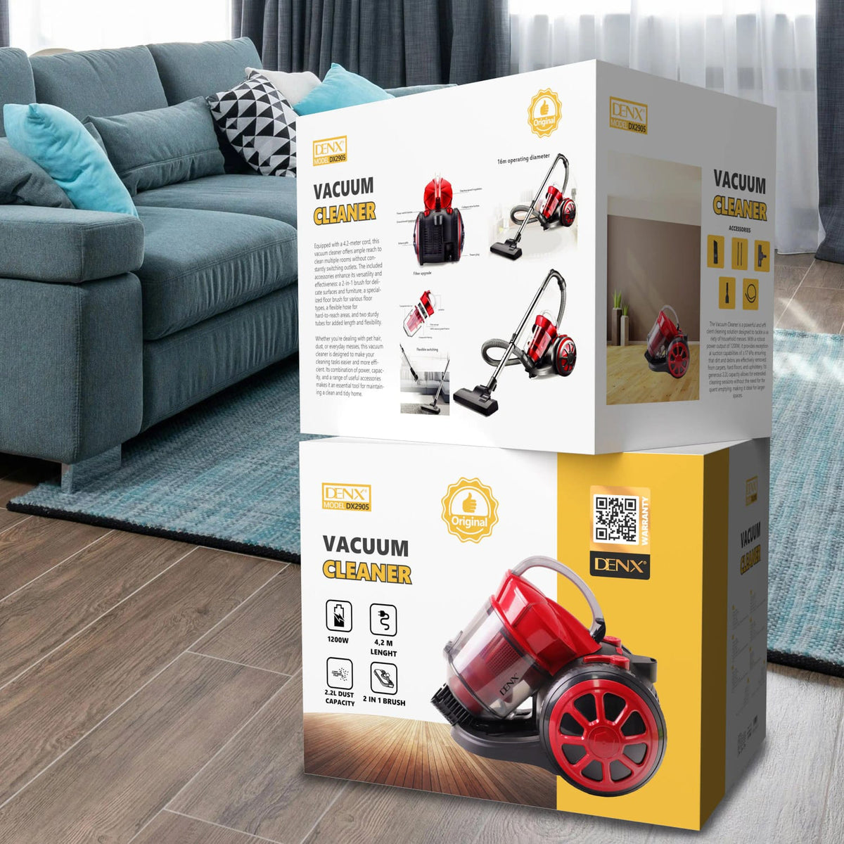 مكنسة كهربائية إعصارية مدمجة DX2905