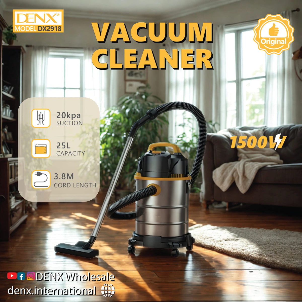 High-Capacity Drum Vacuum Cleaner  Model No.: DX2918