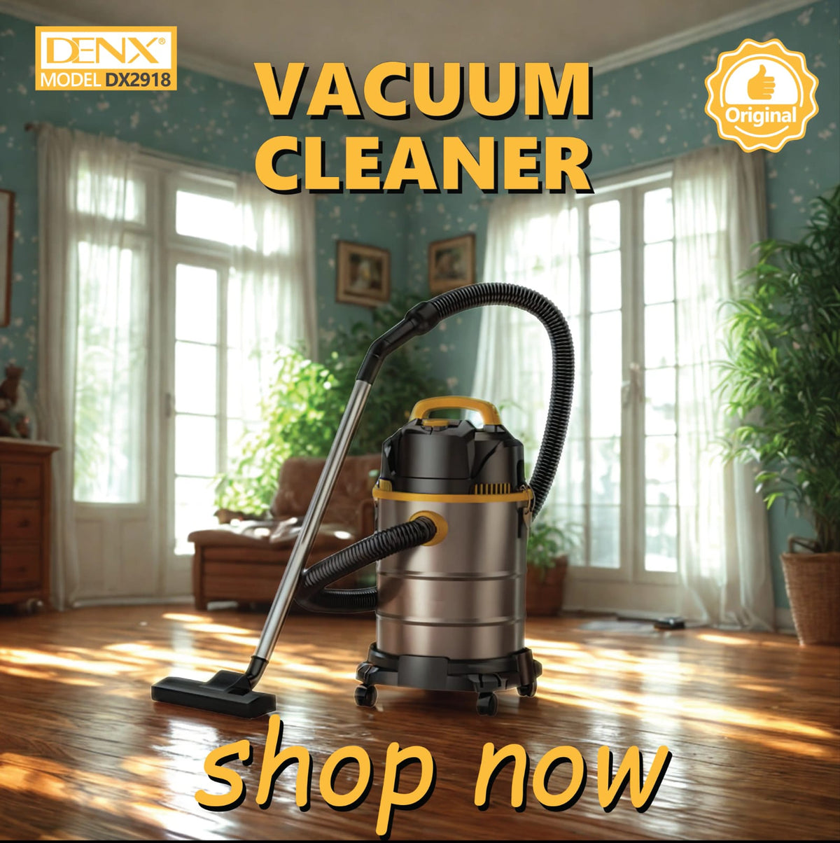 High-Capacity Drum Vacuum Cleaner  Model No.: DX2918