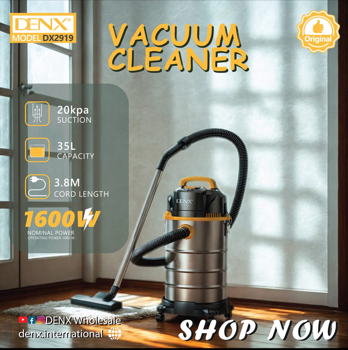 Professional Drum Vacuum Cleaner  Model No.: DX2919