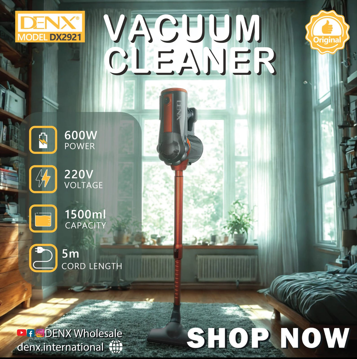 Compact Stick Vacuum Cleaner  Model No.: DX2921