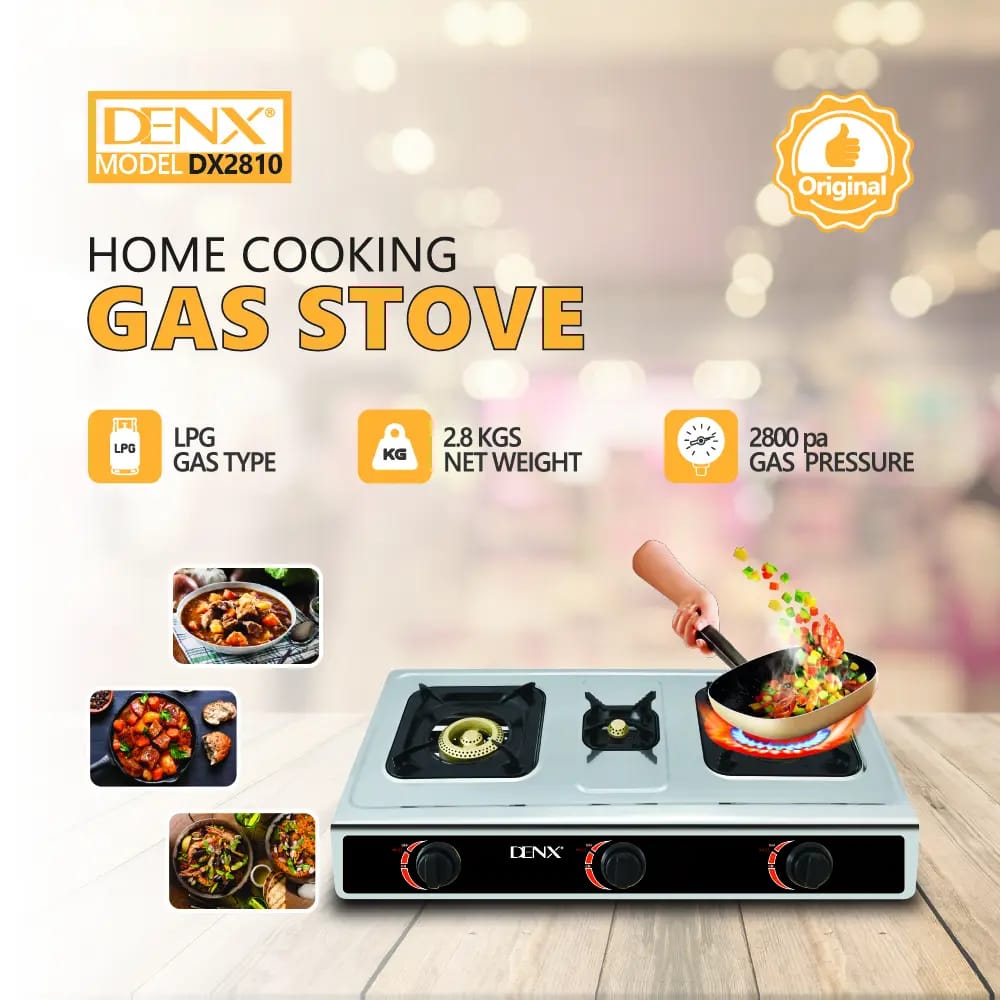 3-Burner Stainless Steel Gas Stove  Model No DX2810