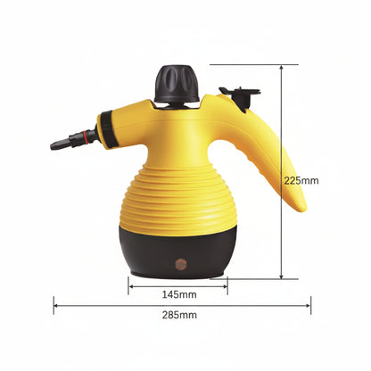 A multi-use steam cleaning device that operates electrically, with a power of 1200 watts, and a water capacity of 350 ml.