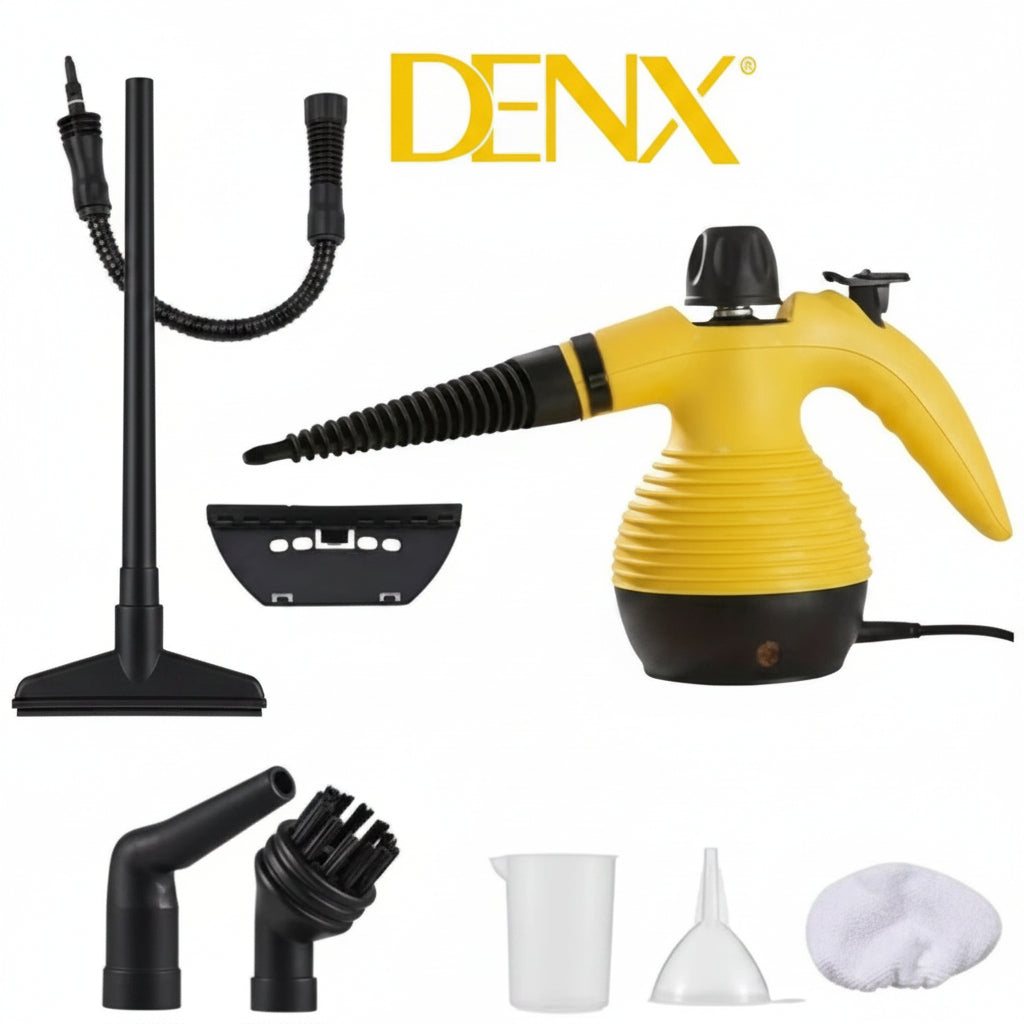 A multi-use steam cleaning device that operates electrically, with a power of 1200 watts, and a water capacity of 350 ml.