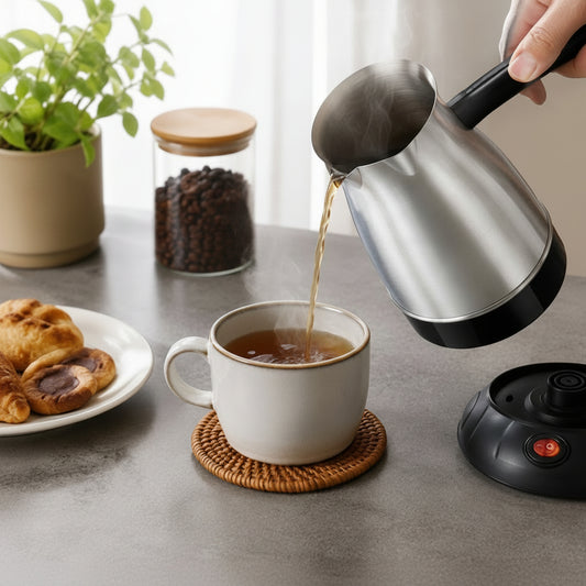 Electric Turkish Coffee Pot Stainless Steel Arabic Coffee Maker 0.5L Fast Heating with 360° Rotational Base